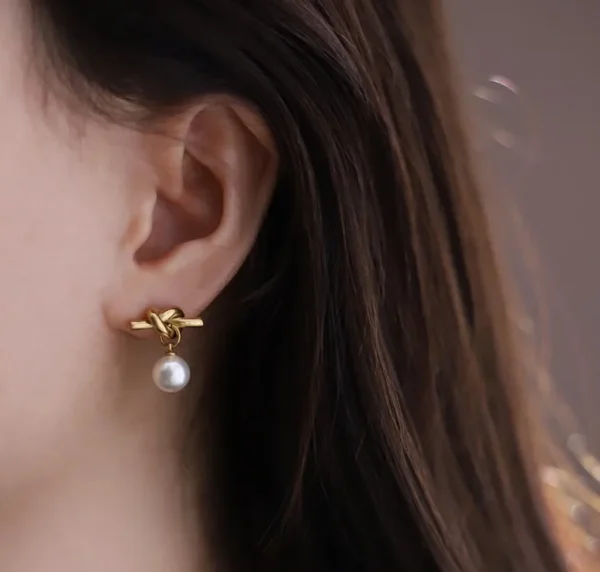 1-Paire-De-Base-Style-Simple-Rond-Acier-Inoxydable-304-Acier-Au-Titane-Perles-Artificielles-Plaqu-Or-18K-Boucles-D-oreilles (1) Ronde Glamour