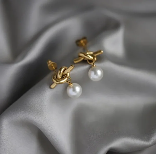 1-Paire-De-Base-Style-Simple-Rond-Acier-Inoxydable-304-Acier-Au-Titane-Perles-Artificielles-Plaqu-Or-18K-Boucles-D-oreilles (2) Ronde Glamour