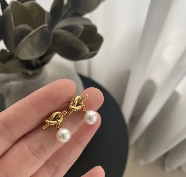 1-Paire-De-Base-Style-Simple-Rond-Acier-Inoxydable-304-Acier-Au-Titane-Perles-Artificielles-Plaqu-Or-18K-Boucles-D-oreilles (3) Ronde Glamour