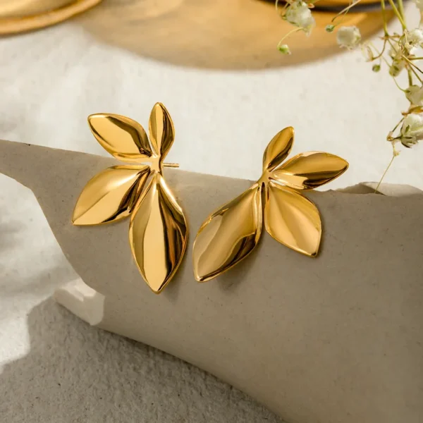 1-Paire-Style-Simple-Style-Classique-Couleur-Unie-Placage-Acier-Inoxydable-304-Plaqu-Or-18K-Des-Boucles-D-Oreilles Élégance Dorée