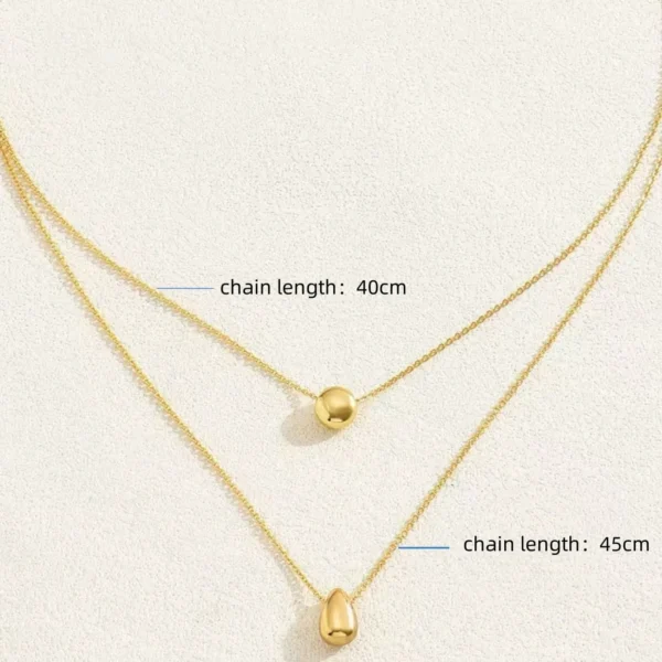 Bijoux-En-Gros-Style-Simple-Style-Classique-Commuer-Les-Gouttelettes-D-Eau-Acier-Inoxydable-304-Colliers-Double-Couche-display-picture-3 Gouttelettes d'eau