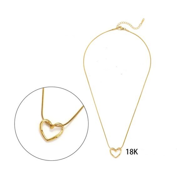Bijoux-En-Gros-l-gant-Style-Simple-Forme-De-C-ur-Acier-Inoxydable-304-Le-Cuivre-Plaqu-Or-18K-vider-Pendentif-1 Collier Cœur Éternel