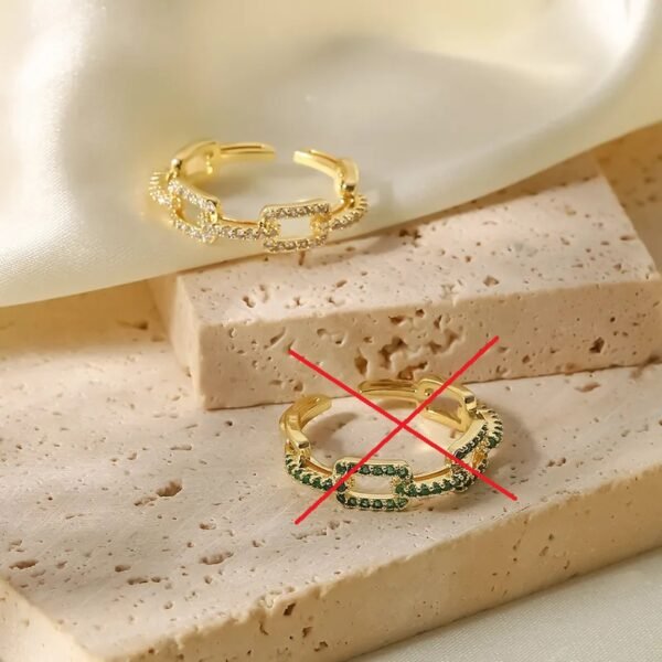 Le-Cuivre-Style-Vintage-Placage-Rectangle-Zircon-Anneau-Ouvert Vintage Rectangle