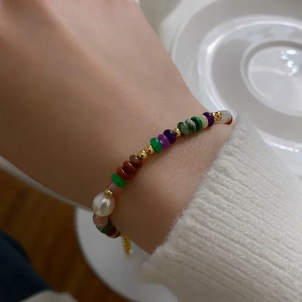 Mignon-Sucr-Color-Acier-Inoxydable-304-Perle-Naturelle-La-Pierre-Naturelle-Bracelets-En-Masse (1) Mignon Coloré