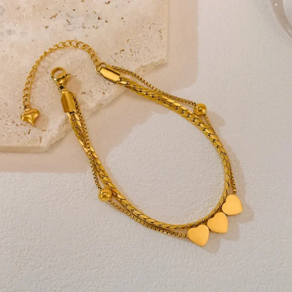 Style-IG-Style-Simple-Style-Cor-en-Forme-De-C-ur-Acier-Inoxydable-304-Cha-ne-De-Bo-te-Cha-ne-De-Serpent-Bracelets-En-Masse (2) Cœur Élégant