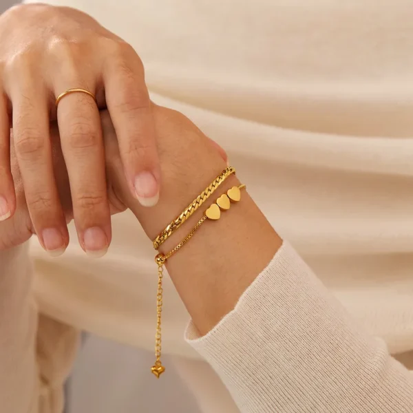Style-IG-Style-Simple-Style-Cor-en-Forme-De-C-ur-Acier-Inoxydable-304-Cha-ne-De-Bo-te-Cha-ne-De-Serpent-Bracelets-En-Masse Cœur Élégant
