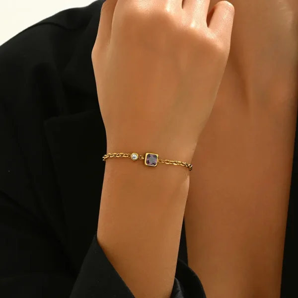 -l-gant-Glamour-G-om-trique-Acier-Inoxydable-304-Plaqu-Or-14K-Gemme-Zircon-Cha-ne-Maillons-Cubains-Bracelets-En-Masse Glamour Cubique